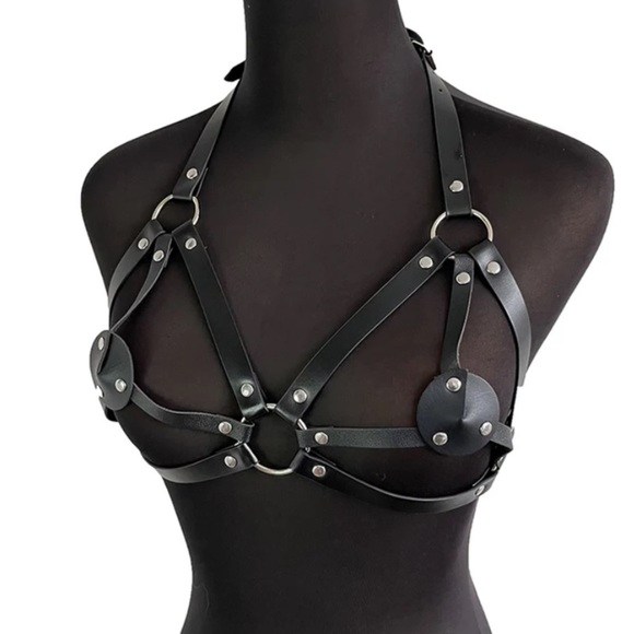 Black PU Leather Harness w/Collar Part - Picture 2 of 3
